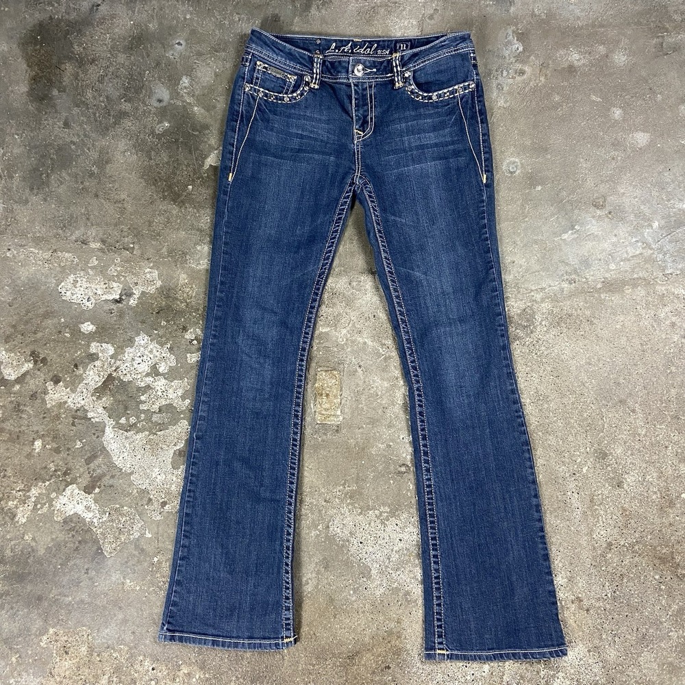 VTG Y2K L.A. Idol Jeans Women's Size 11 Blue Denim Medium Wash Bootcut Embellish